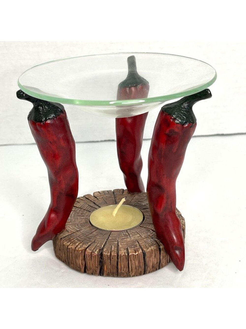 Vintage 90s  Red Chili Pepper Wax Warmer Oil Burner Candle Holder Southwestern - Picture 3 of 8